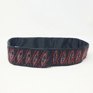 Christian Dior Vintage 80s "Ceintures" Beaded Sequin Belt Black Red Fits 29-31"